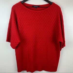 Evan Picone Lipstick Red Weave Design Sweater